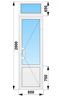 Входные уличные одностворчатые двери с импостом 800x2800